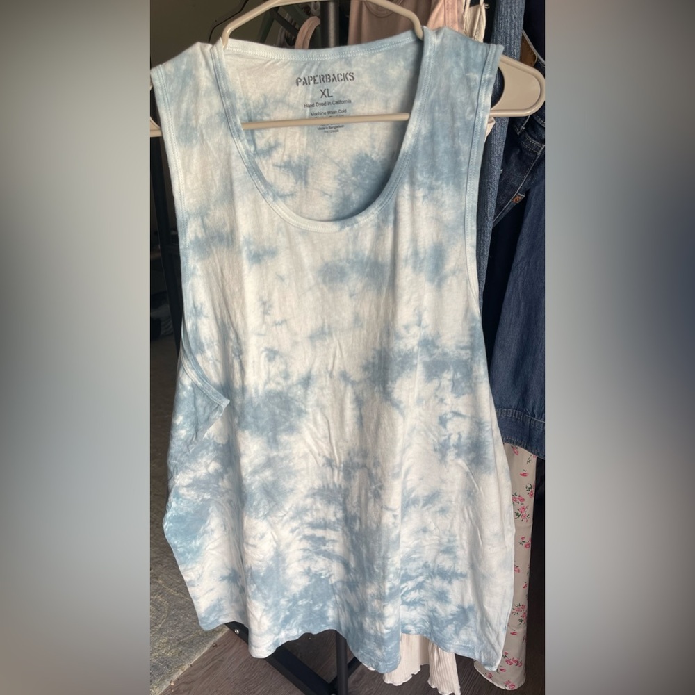 Paperbacks Blue Tie-Dye Tank Top